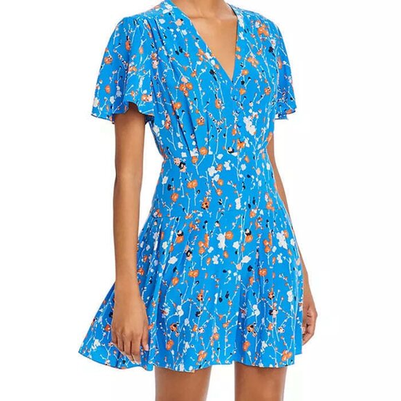 EQUIPMENT FEMME - Blue Floral Short Sleve Silk Dress - Picture 7 of 7